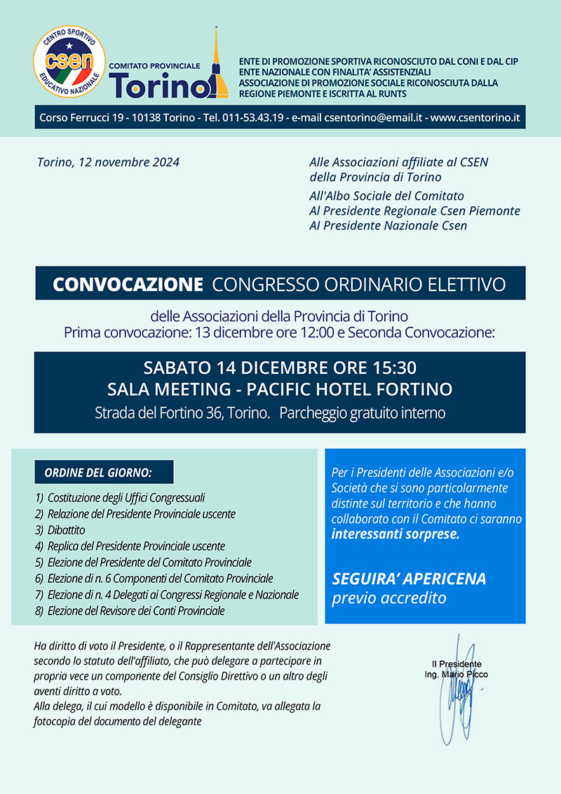 convocazione congresso 2024 non elettivo